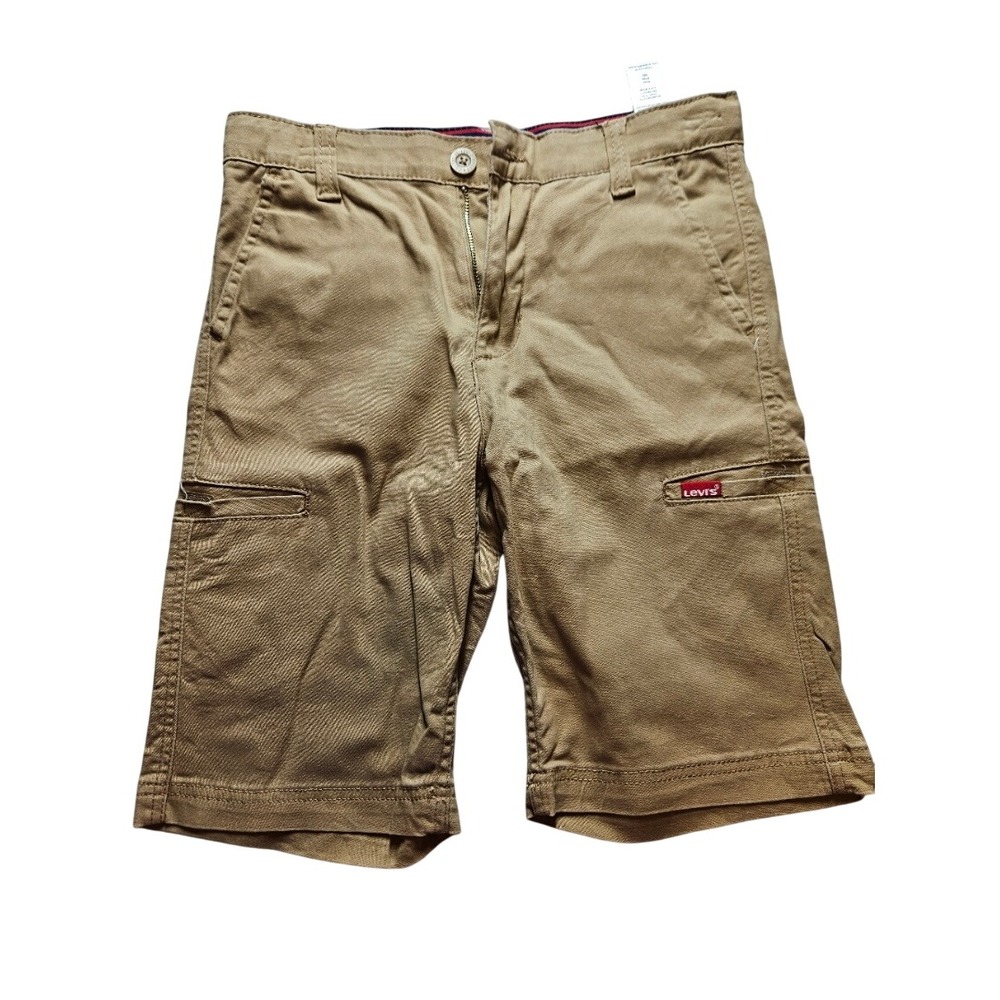 Levis Boys Tan Khaki Cargo Shorts Size 14 Reg Adjustable Waist Cotton Blend D307